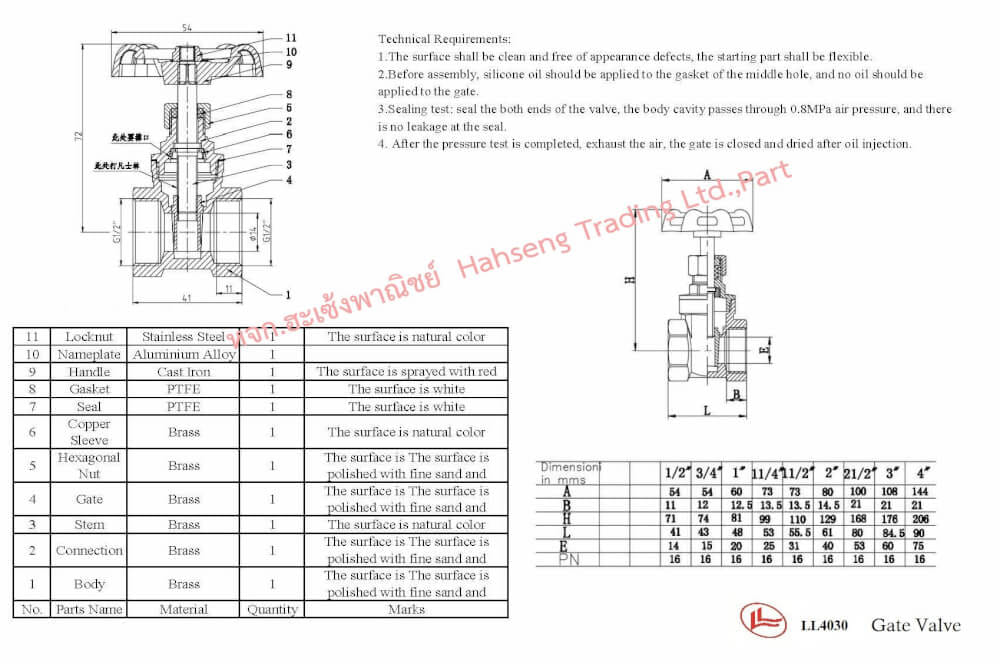 ประตูน้ำทองเหลือง LL4030 2-1/2"
